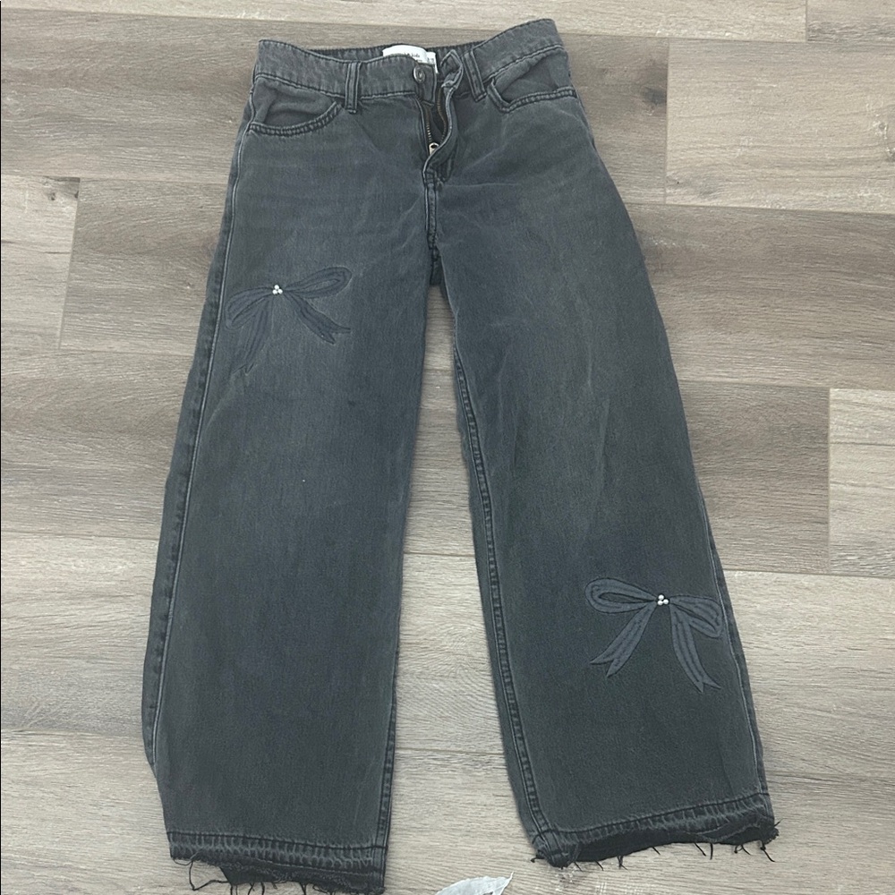 Abercrombie Kids Black Jeans with Bow Accents
